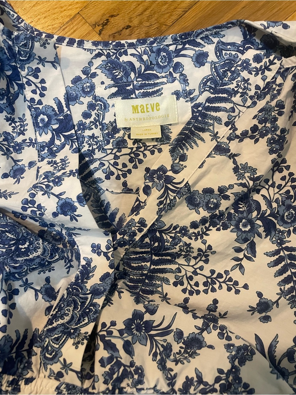 Anthropologie Maeve Somerset Tiered Maxi Dress Blue Floral L - Picture 5 of 5